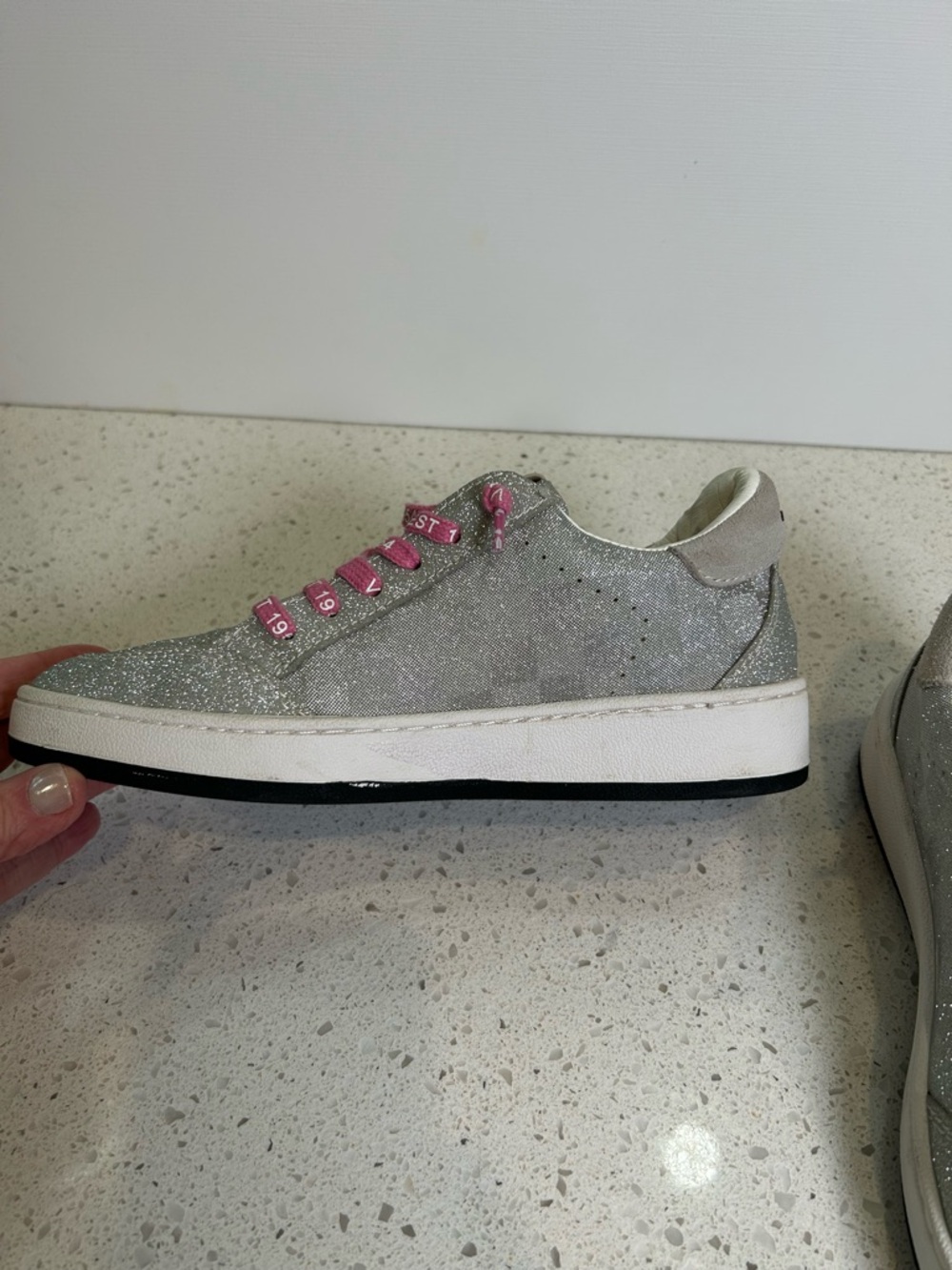 VINTAGE HAVANA Silver Checkered Harlow SNEAKERS Size 7 - Picture 5 of 9